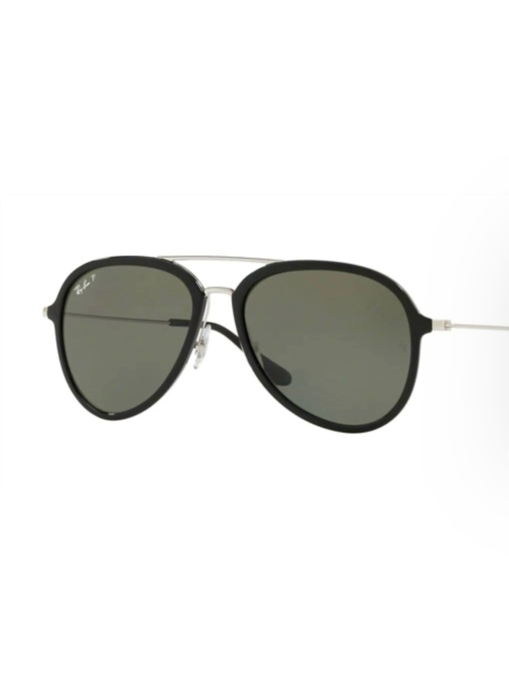 Ray-Ban polarized Black Frame with Silver Metal Aviator Sunglasses